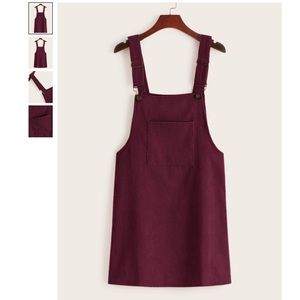 Pocket Front Corduroy Pinafore Dress